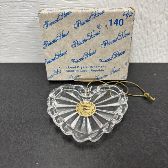 Vintage Princess House Lead Crystal Glass 3" Heart Hanging Ornament Czech #140 - Picture 6 of 10